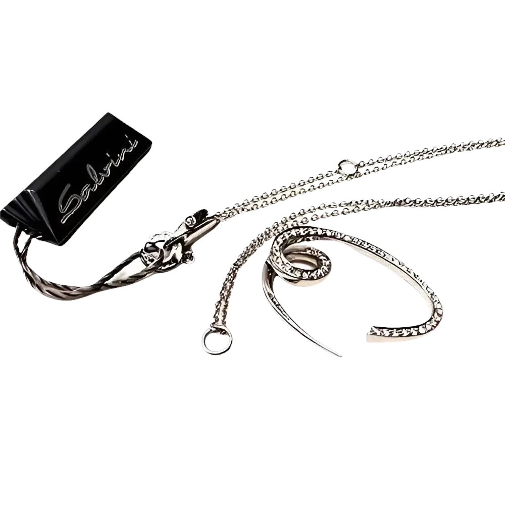 Collana Oro Bianco e Diamanti Salvini con pendente a cuore aperto e pietre brillanti