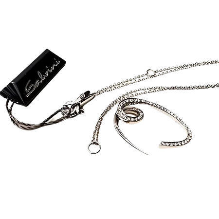 Collana Oro Bianco e Diamanti Salvini con pendente a cuore aperto e pietre brillanti