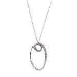 Collana Oro Bianco e Diamanti Salvini con pendente ovale incrostato di diamanti