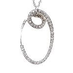 Ciondolo in argento sterling con pavé di cubic zirconia, design astratto e aperto
