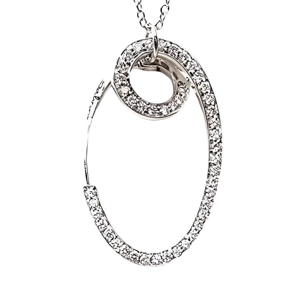 Ciondolo in argento sterling con pavé di cubic zirconia, design astratto e aperto