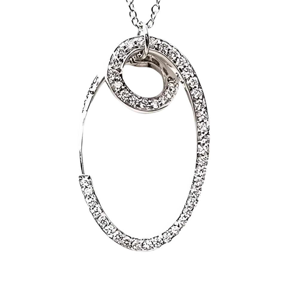 Ciondolo in argento sterling con pavé di cubic zirconia, design astratto e aperto
