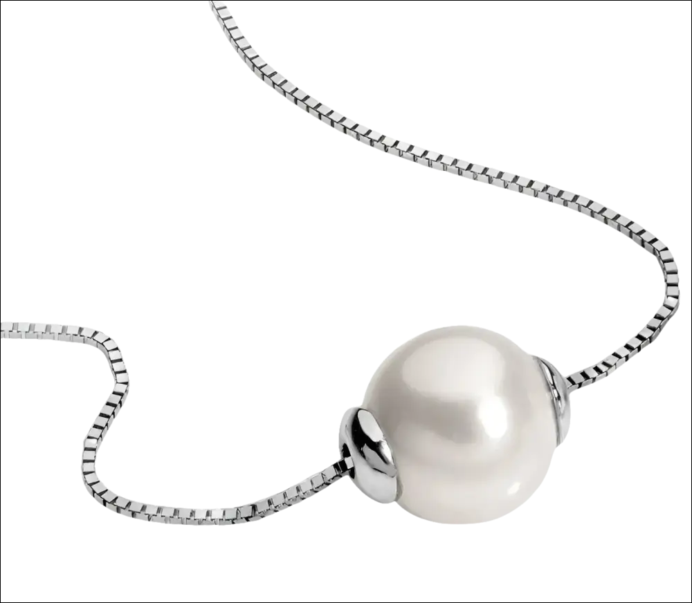 Collana Oro Bianco e Perla scorrevole Ambrosia con ciondolo perla bianca elegante