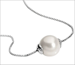 Collana Oro Bianco e Perla scorrevole Ambrosia con ciondolo perla bianca elegante