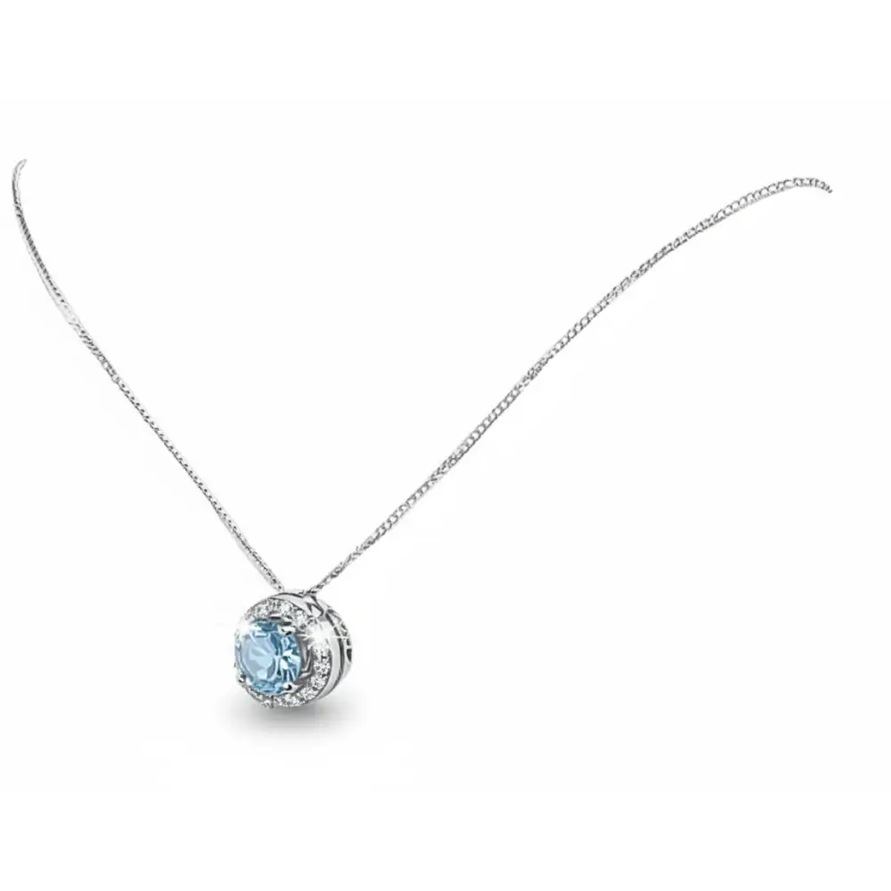 Collana oro bianco Topazio Azzurro e Diamanti Salvini|bonini-gioielli