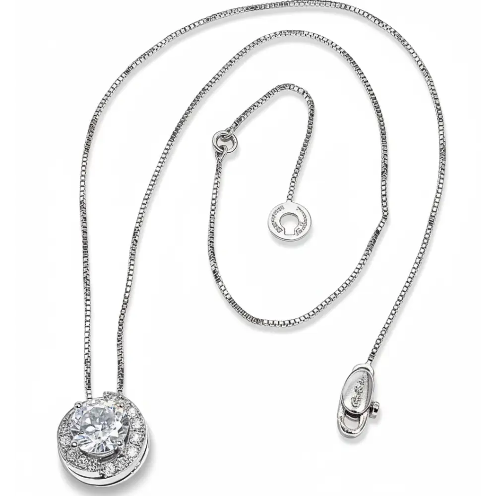 Collana oro bianco Topazio Azzurro e Diamanti Salvini|bonini-gioielli