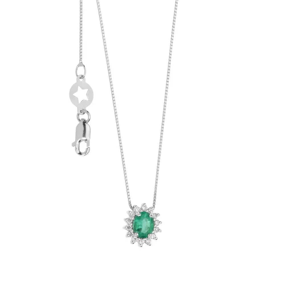 collana oro con smeraldo e diamanti GLB 1569 COMETE - Gioielleria Bonini