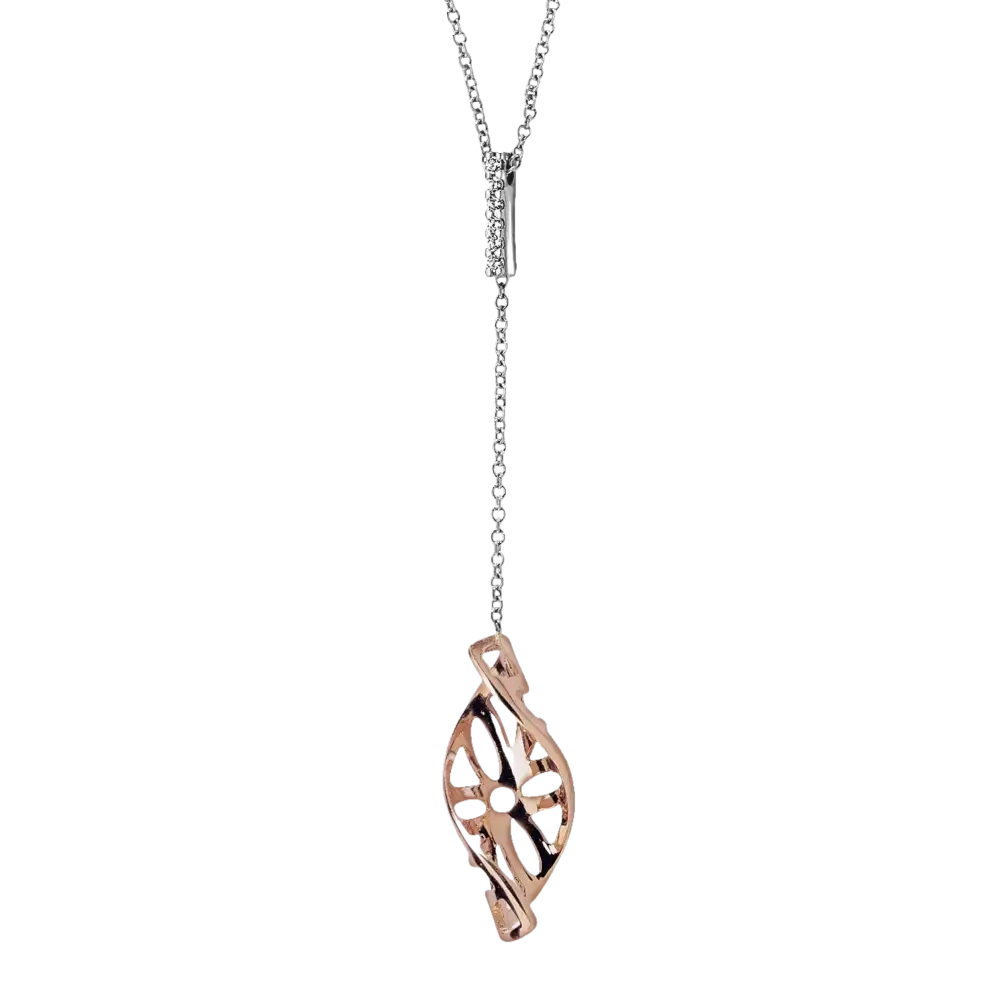 Collana Oro e Diamanti Comete GLB 524 con pendente a spirale rosa e design floreale