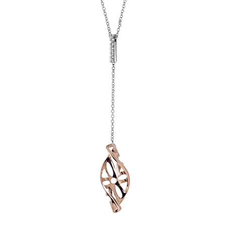Collana Oro e Diamanti Comete GLB 524 con pendente a spirale rosa e design floreale