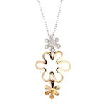 Collana Oro e Diamanti Jolie Salvini con pendente a tre fiori in argento e oro