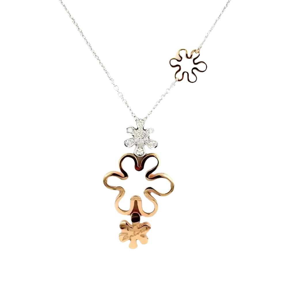 Collana oro e diamanti Jolie Salvini con pendenti a forma di fiore e diamanti scintillanti