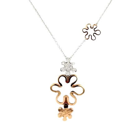 Collana oro e diamanti Jolie Salvini con pendenti a forma di fiore e diamanti scintillanti