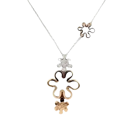 Collana Oro e Diamanti Jolie Salvini con pendenti a fiore in argento, diamanti e oro rosa