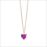 Collana argento donna con ciondolo cuore in zirconio viola e oro rosa