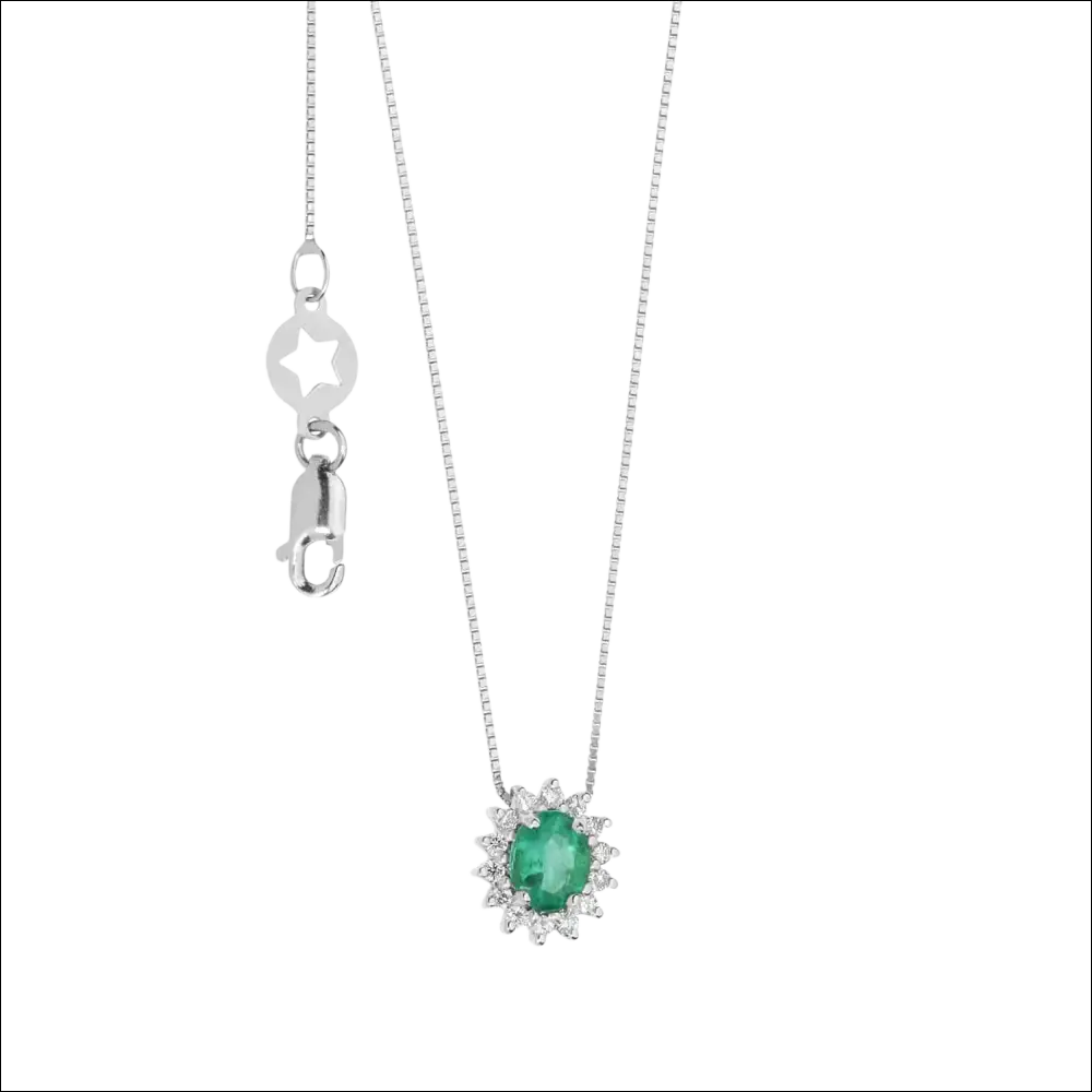Collana Oro Smeraldo Diamanti COMETE Contessa con pendente smeraldo e diamanti