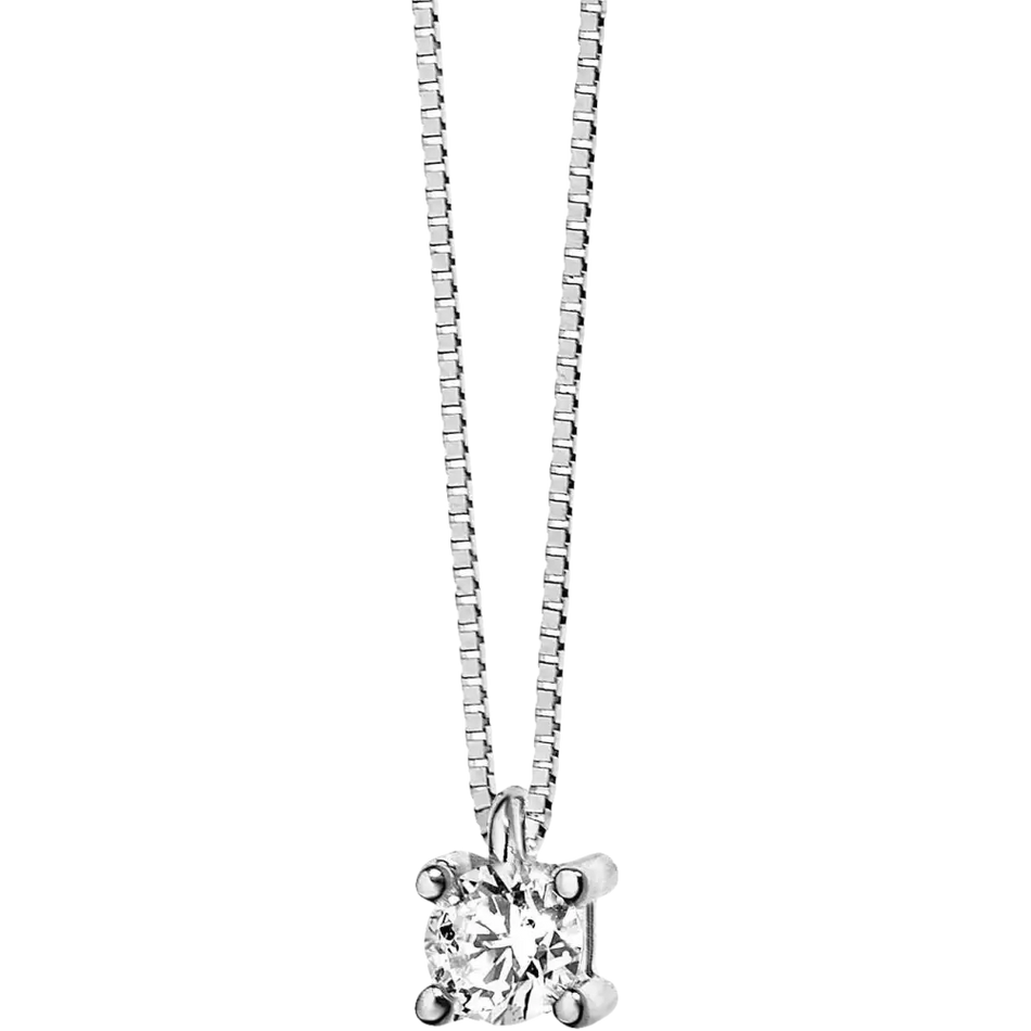 Collana Punto Luce Diamante COMETE con pendente solitario diamante su catena d’argento