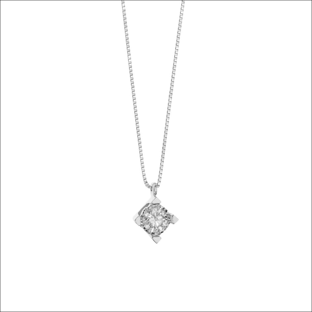 Collana Punto Luce con diamante solitario su catena argento scintillante