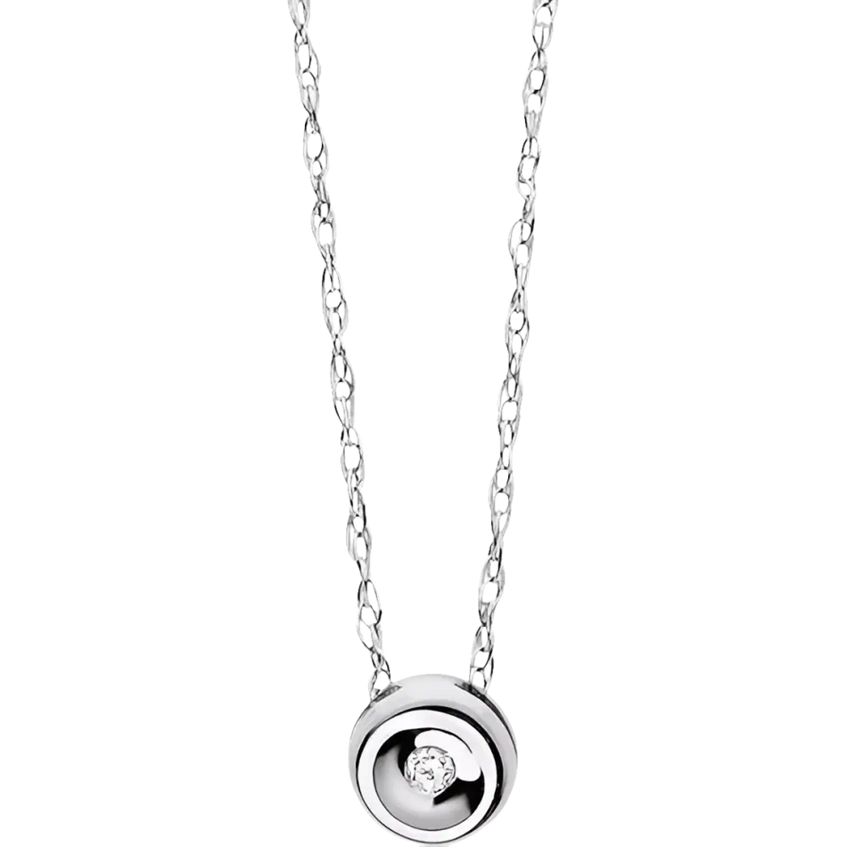 Collana Punto Luce Oro Bianco e Diamante GLB 900 con ciondolo diamante rotondo bezel