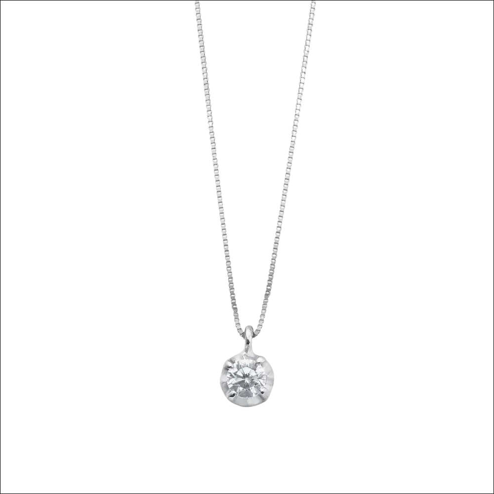Collana Punto Luce Oro Bianco e Zircone Ambrosia con pendente diamante