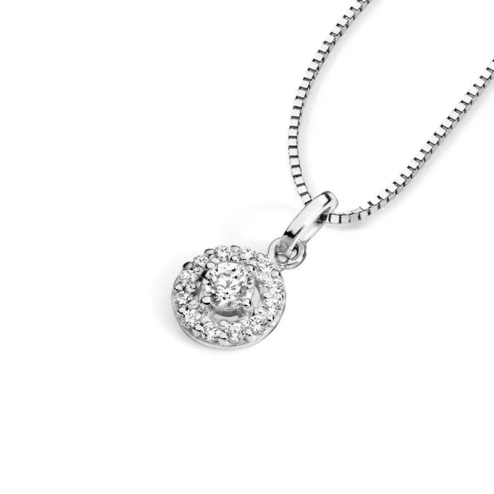 collana punto luce oro bianco e zirconi AMBROSIA AGZ 074|bonini-gioielli