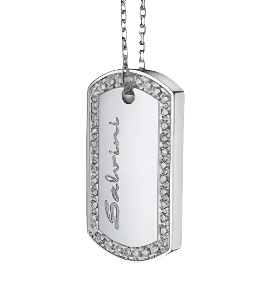 Pendente in argento con bordo di diamanti Collana uomo oro e diamanti Code di Salvini