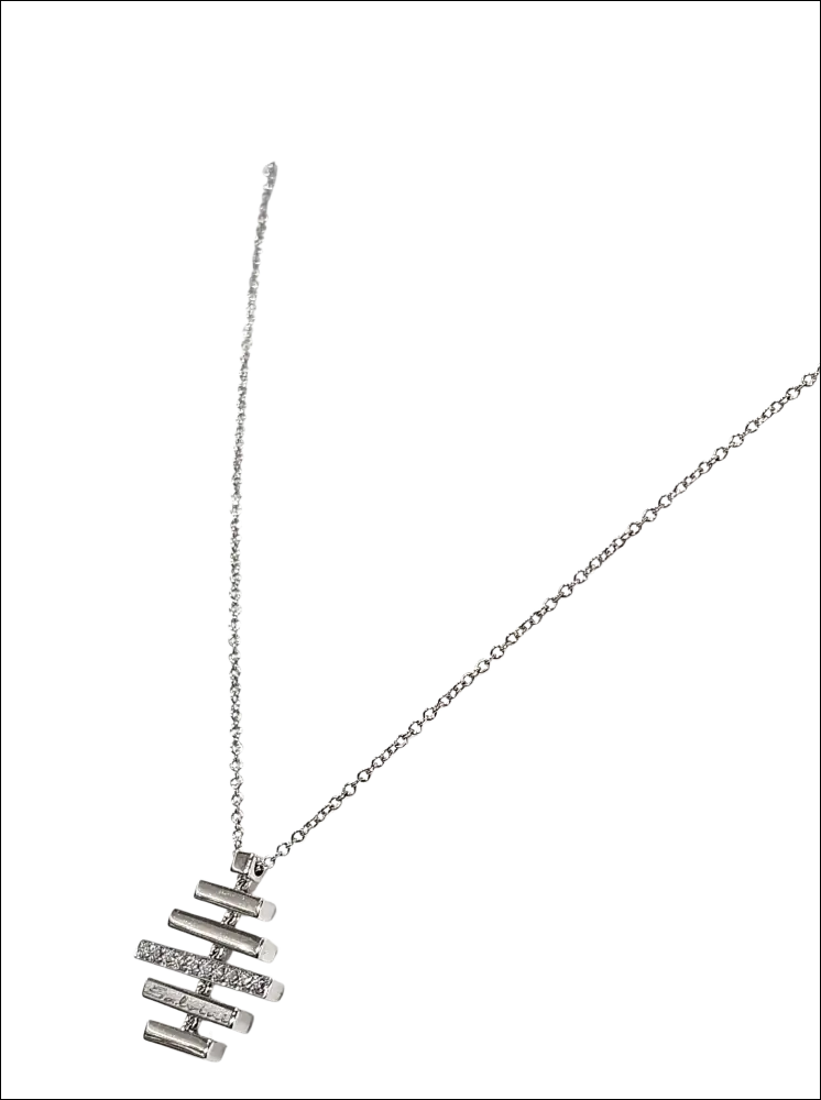 Collana Salvini Divina: ciondolo in oro bianco con barre geometriche e diamanti