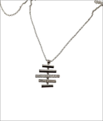 Collana Salvini Divina: ciondolo in oro bianco con barre geometriche e diamanti