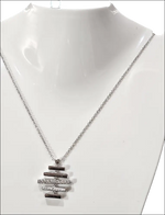 Collana Salvini Divina: ciondolo geometrico oro bianco, barre nere-argentate con diamanti