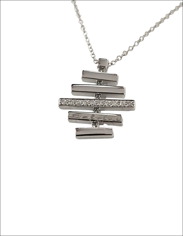 Collana Salvini Divina: ciondolo in oro bianco con barre rettangolari e diamanti