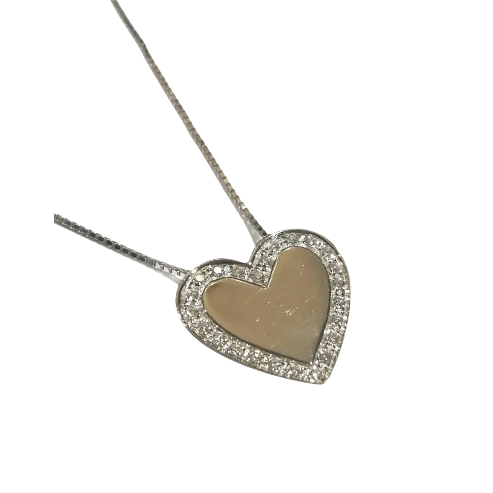 Collana Salvini Cuore Oro Bianco e Diamanti con pendente a forma di cuore argentato