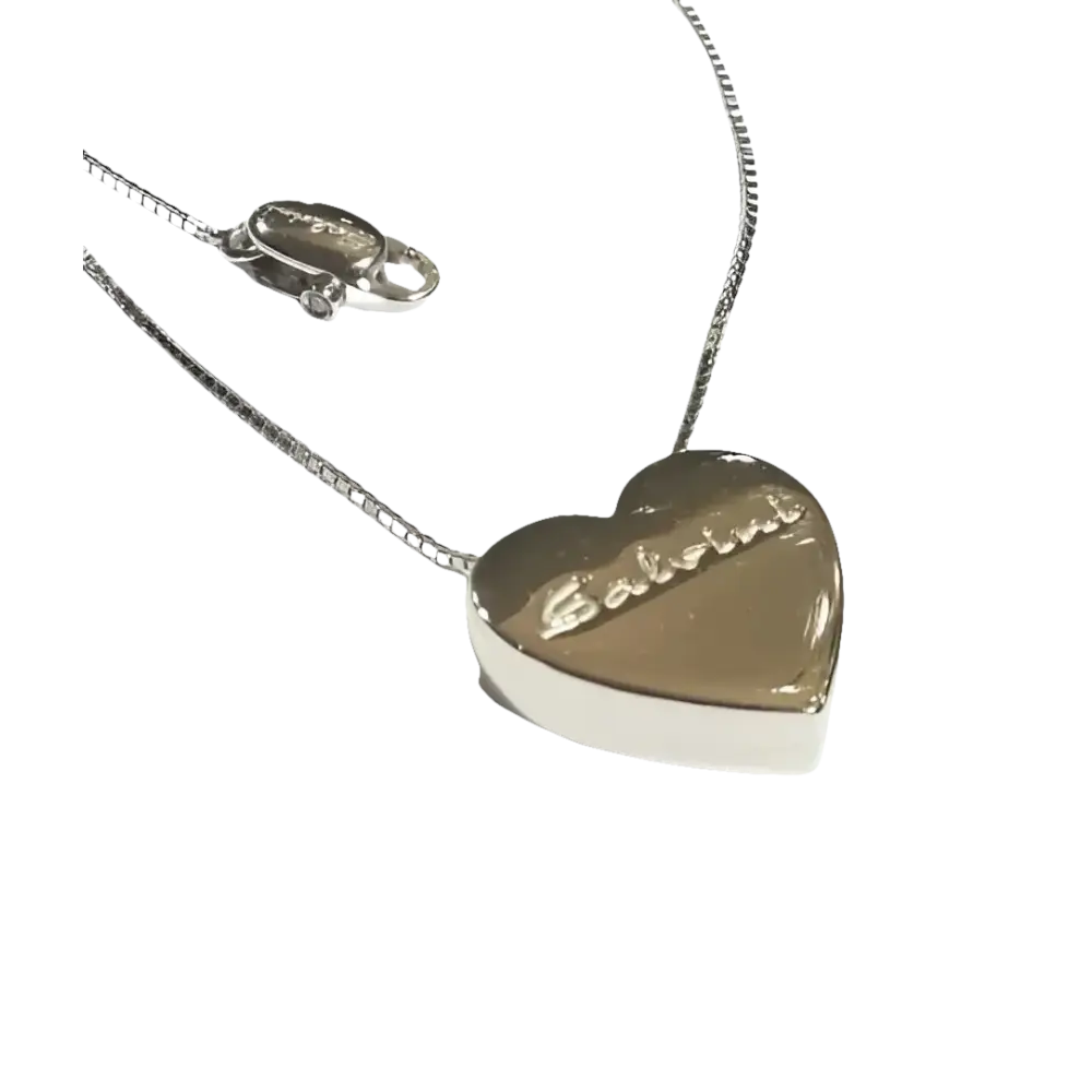 Pendente a forma di cuore in argento sulla catena per Collana Salvini Cuore Oro Bianco e Diamanti