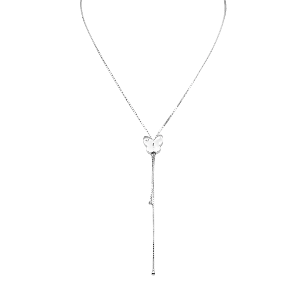 Collana Salvini Farfalla saliscendi Oro Bianco con pendente farfalla argento