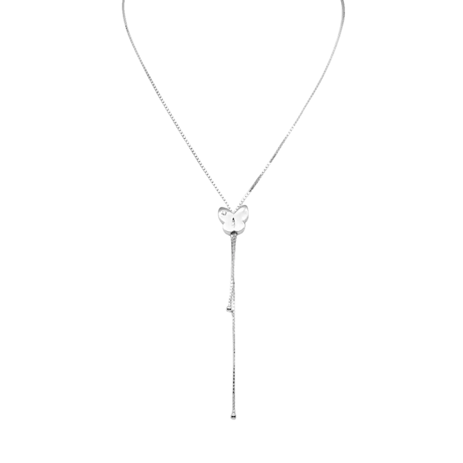 Collana Salvini Farfalla saliscendi Oro Bianco con pendente farfalla argento
