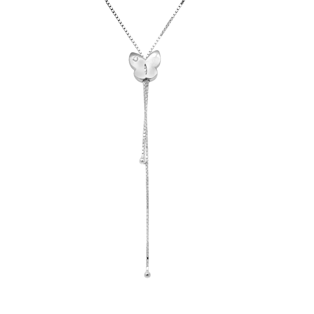 Collana Salvini Farfalla saliscendi Oro Bianco con pendente farfalla in argento e gemma chiara