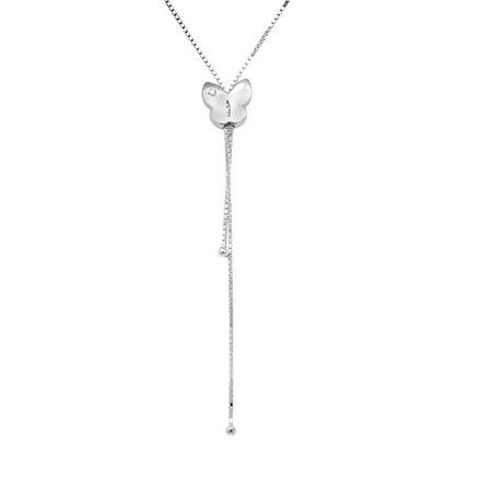 Collana Salvini Farfalla saliscendi Oro Bianco con pendente farfalla in argento e gemma chiara