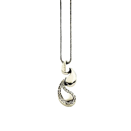 Collana Salvini Faville Oro Bianco e Diamanti con pendente a goccia con pietre scintillanti