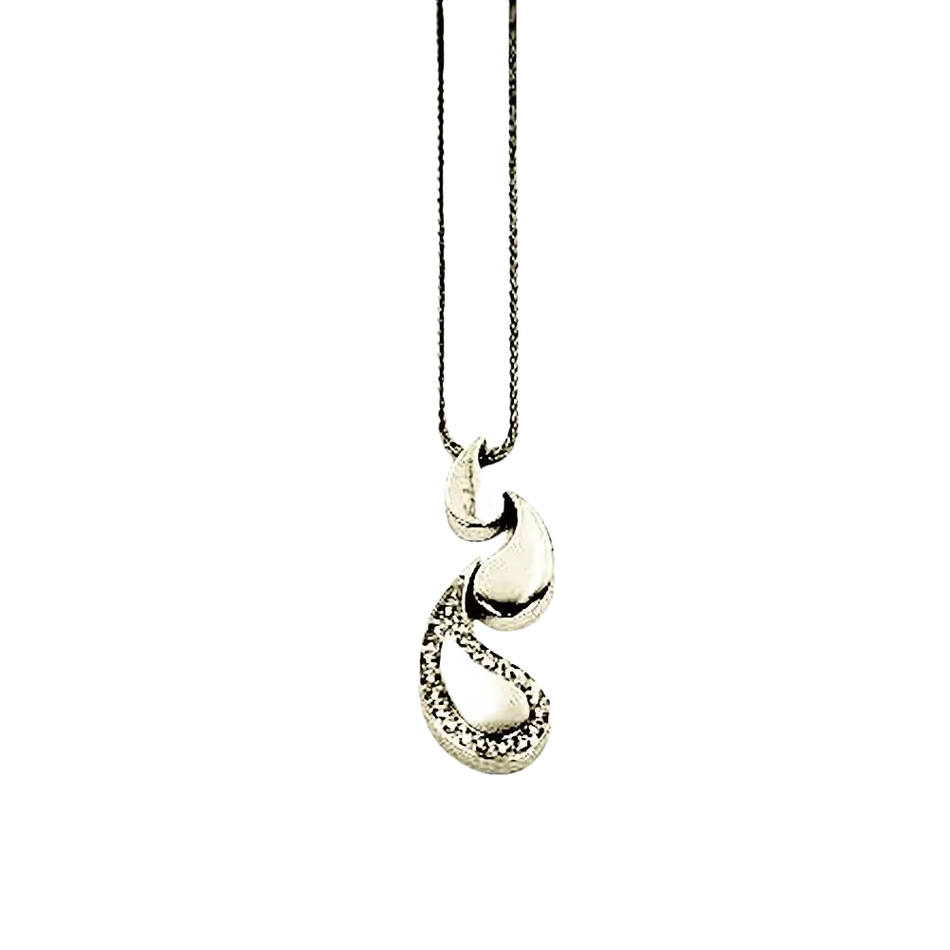Collana Salvini Faville Oro Bianco e Diamanti con pendente a goccia con pietre scintillanti