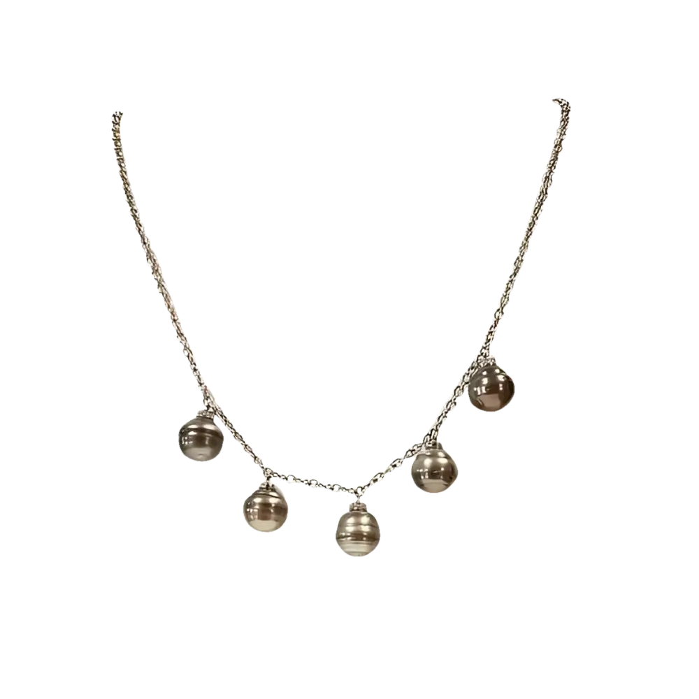 Collana Salvini Mambo Perle Tahiti e Diamanti con ciondoli sferici metallici in argento