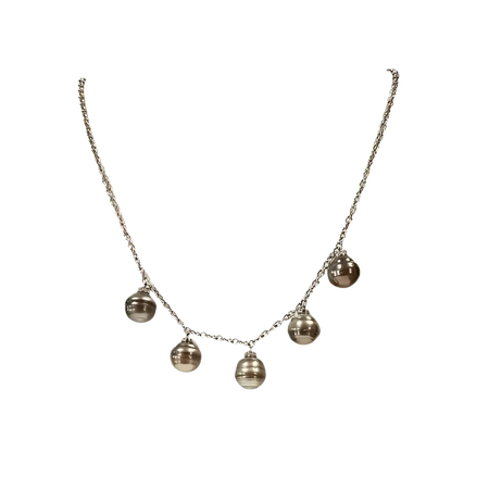 Collana Salvini Mambo Perle Tahiti e Diamanti con ciondoli sferici metallici in argento