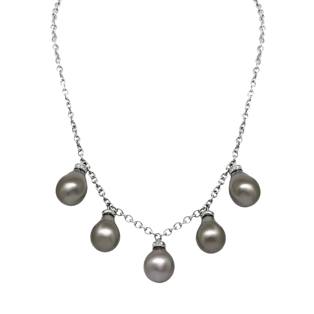 Collana Salvini Mambo Perle Tahiti e Diamanti con catena in oro bianco e perle grigie