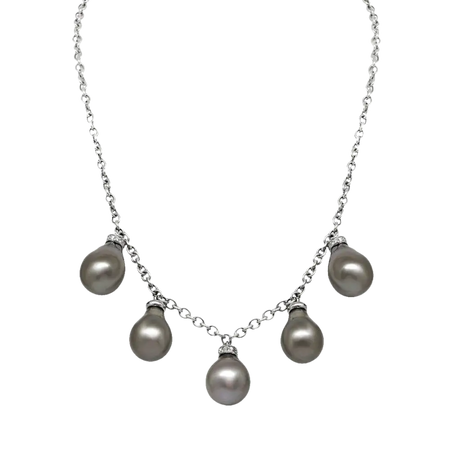 Collana Salvini Mambo Perle Tahiti e Diamanti con catena in oro bianco e perle grigie