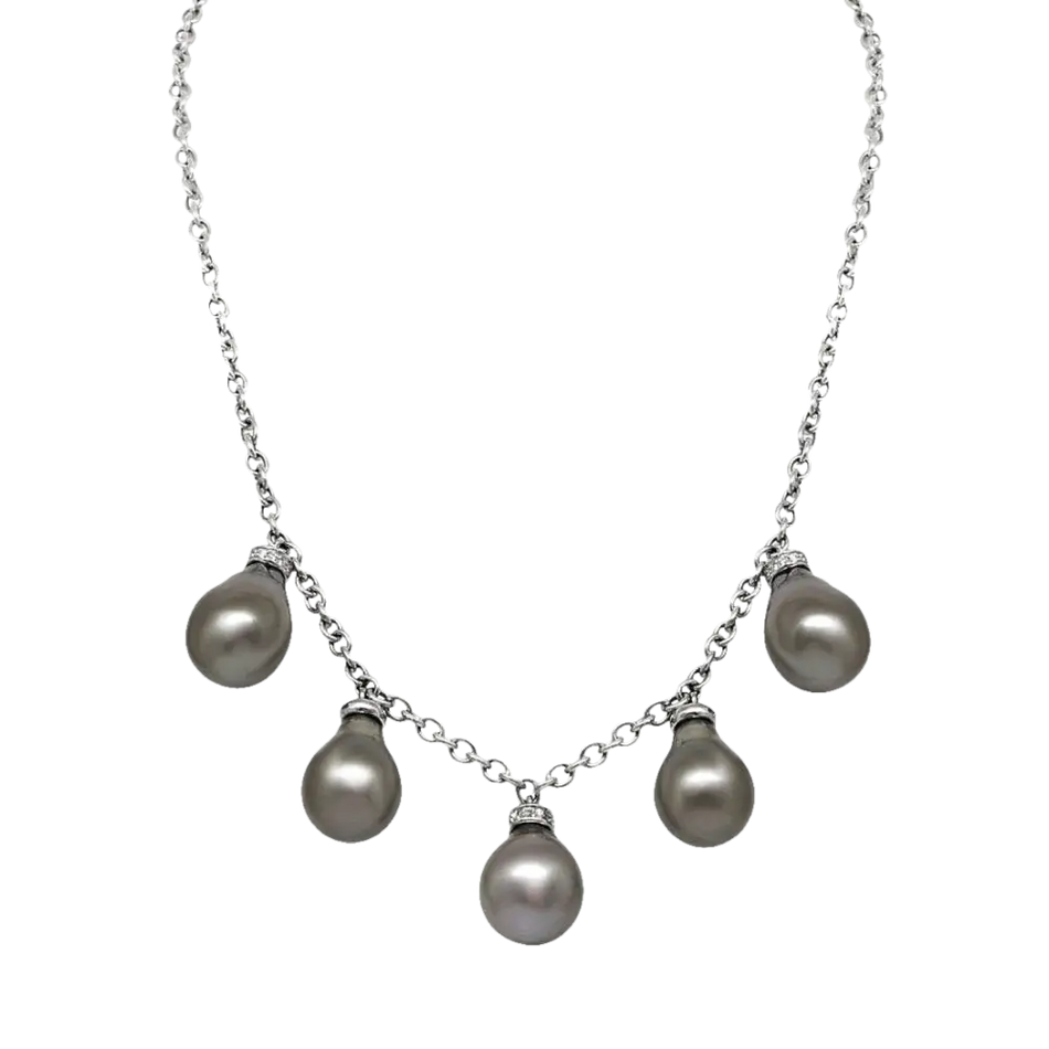 Collana Salvini Mambo Perle Tahiti e Diamanti con catena in oro bianco e perle grigie