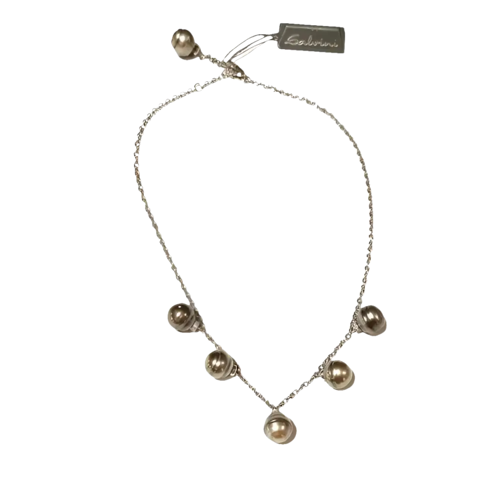 Collana Salvini Mambo Perle Tahiti e Diamanti con catena argento e cinque perle lucide