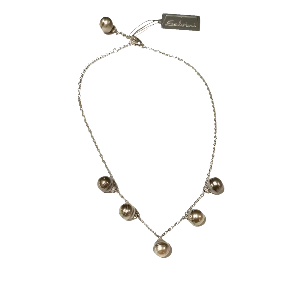 Collana Salvini Mambo Perle Tahiti e Diamanti con catena argento e cinque perle lucide
