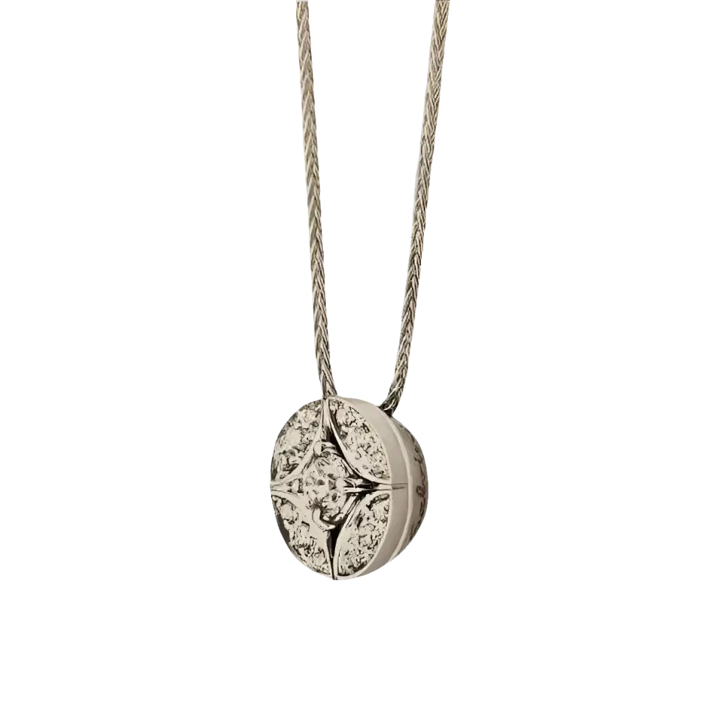 Collana SALVINI Oro Bianco e Diamanti Fleur Ronde con ciondolo rotondo in argento e dettagli scintillanti