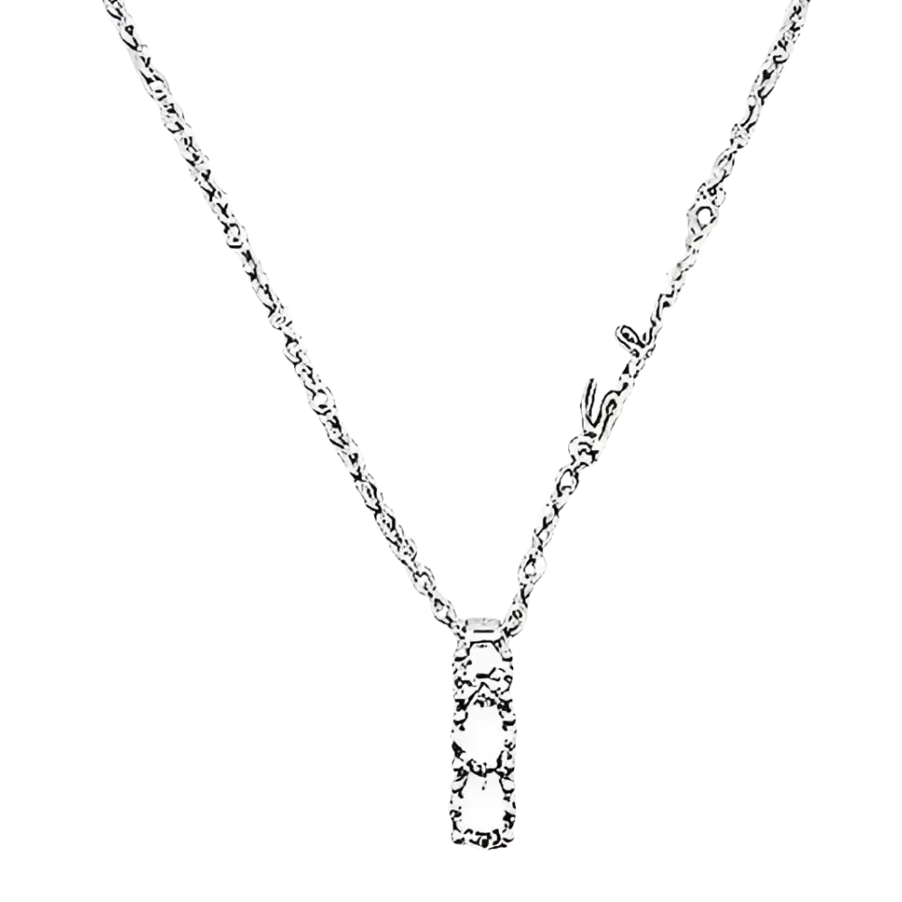 Collana Salvini Place Vendome Oro Bianco e Diamanti con ciondolo a barra e tre pietre