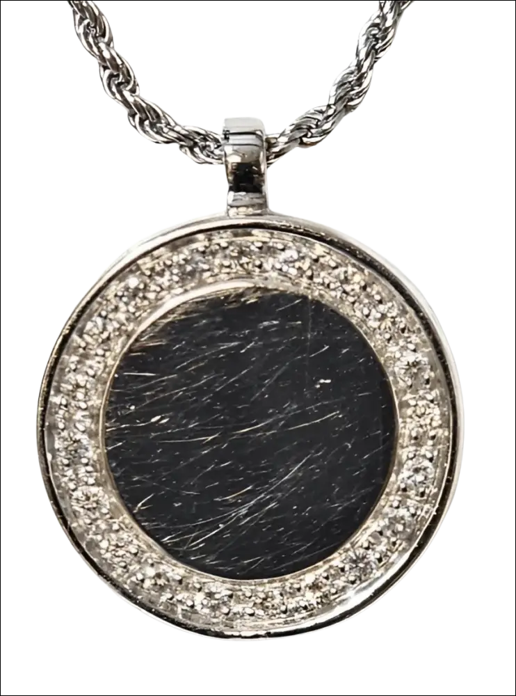 Collana Salvini Segreti oro bianco con diamanti, pendente circolare nero e pietre bianche