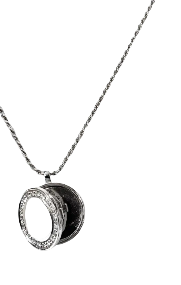Collana Salvini Segreti in oro bianco con diamanti, oval locket aperto