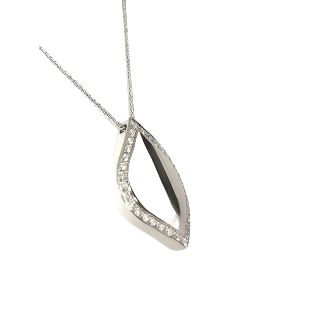 Collana Salvini Time Square Oro Bianco e Diamanti con ciondolo foglia e diamanti piccoli