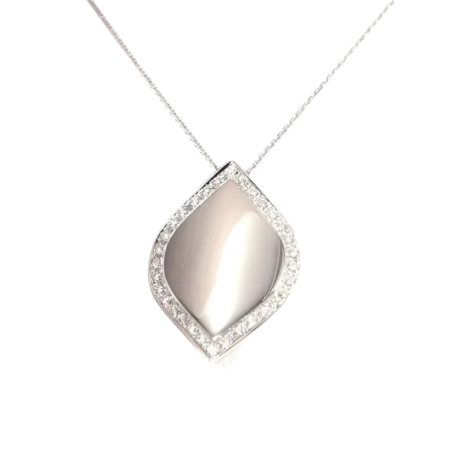 Collana Salvini Time Square Oro Bianco e Diamanti con pendente in argento e madreperla